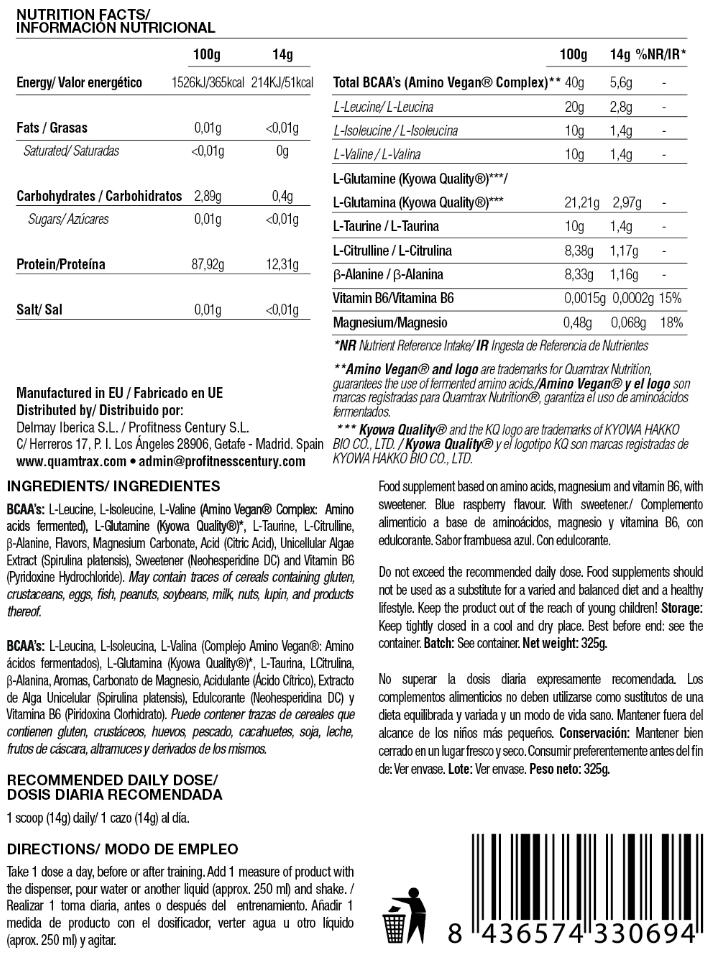 Quamtrax BCAA 4 325 gr Incrementa la fuerza y potencia muscular 3/4