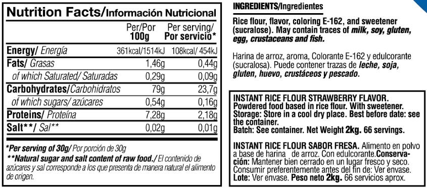 Farine de Riz Instantanée - 2kg Fraise de Quamtrax 5/6