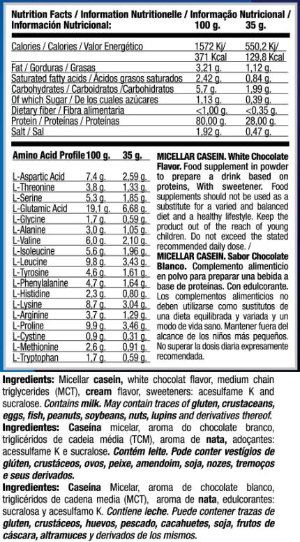 Caseina micellare - 2,3 kg Quamtrax Cioccolato bianco 4/5