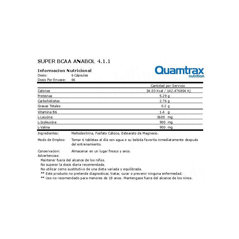 Quamtrax Super BCAA 4:1:1 Advanced 200 tabs 2/3