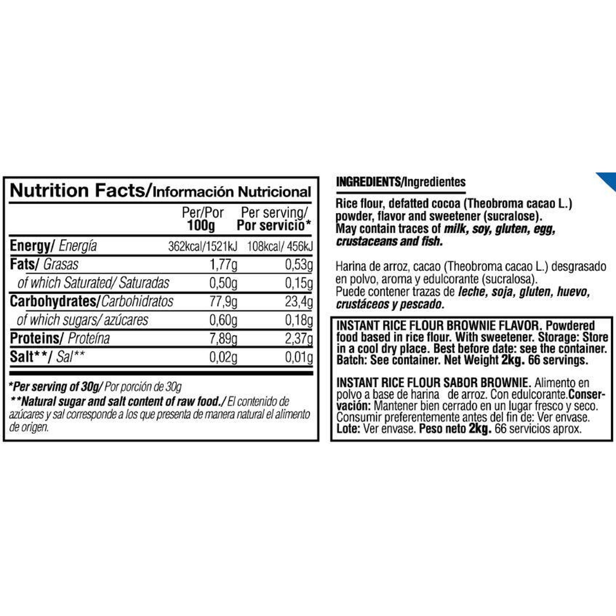 Quamtrax - Crèmes De Riz | Farine De Riz Instantanée (2kg) | Brownie - Vitamines - Taille Unique - Decathlon