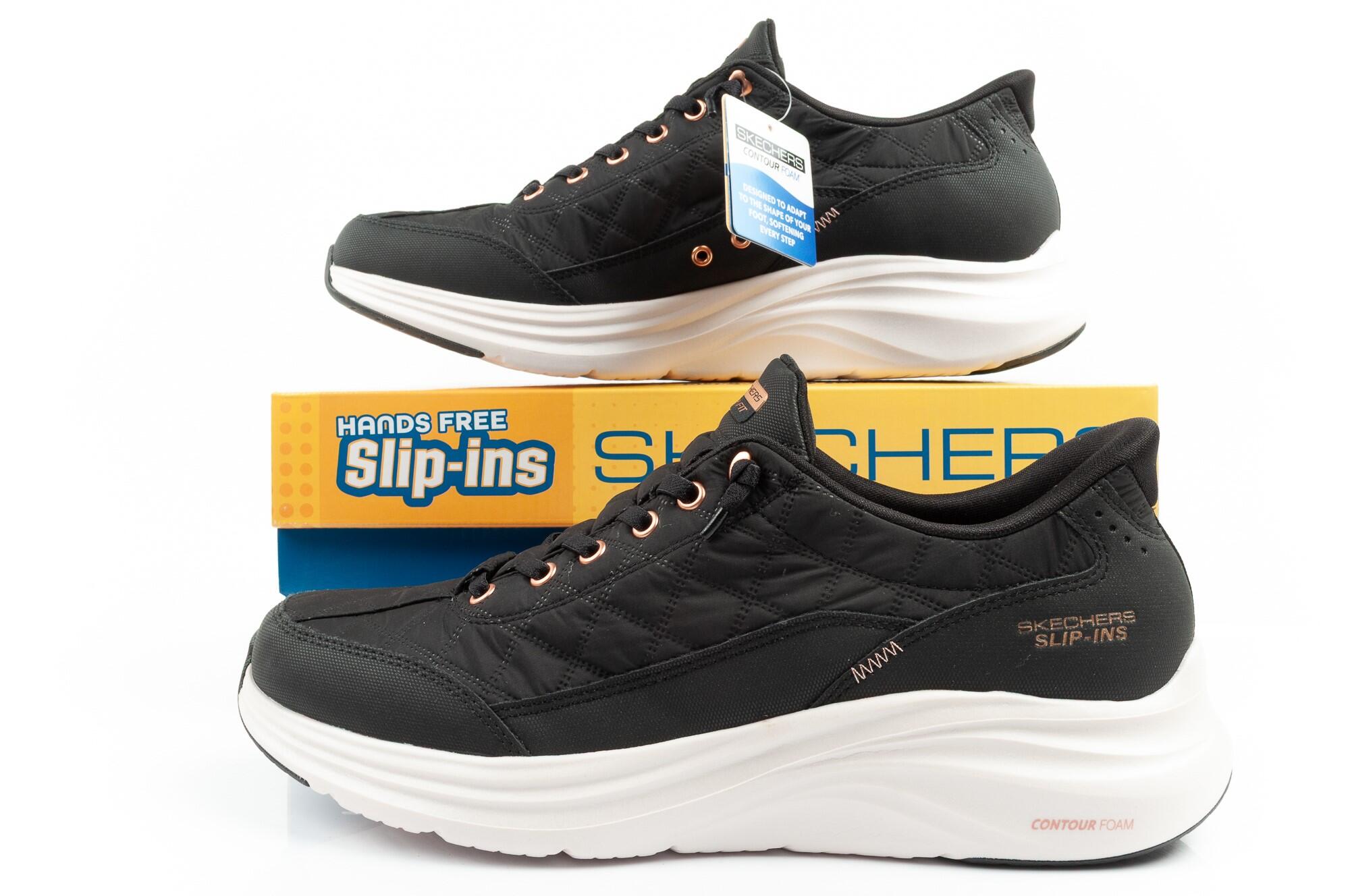 Sapatilhas Skechers Mulher Slip-ins Cozy Fit Knotted Bungee em Preto 6/6
