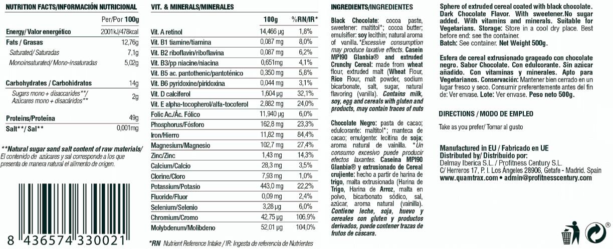 Protein Crunchy - 500 g di gocce di cioccolato fondente Quamtrax 5/6