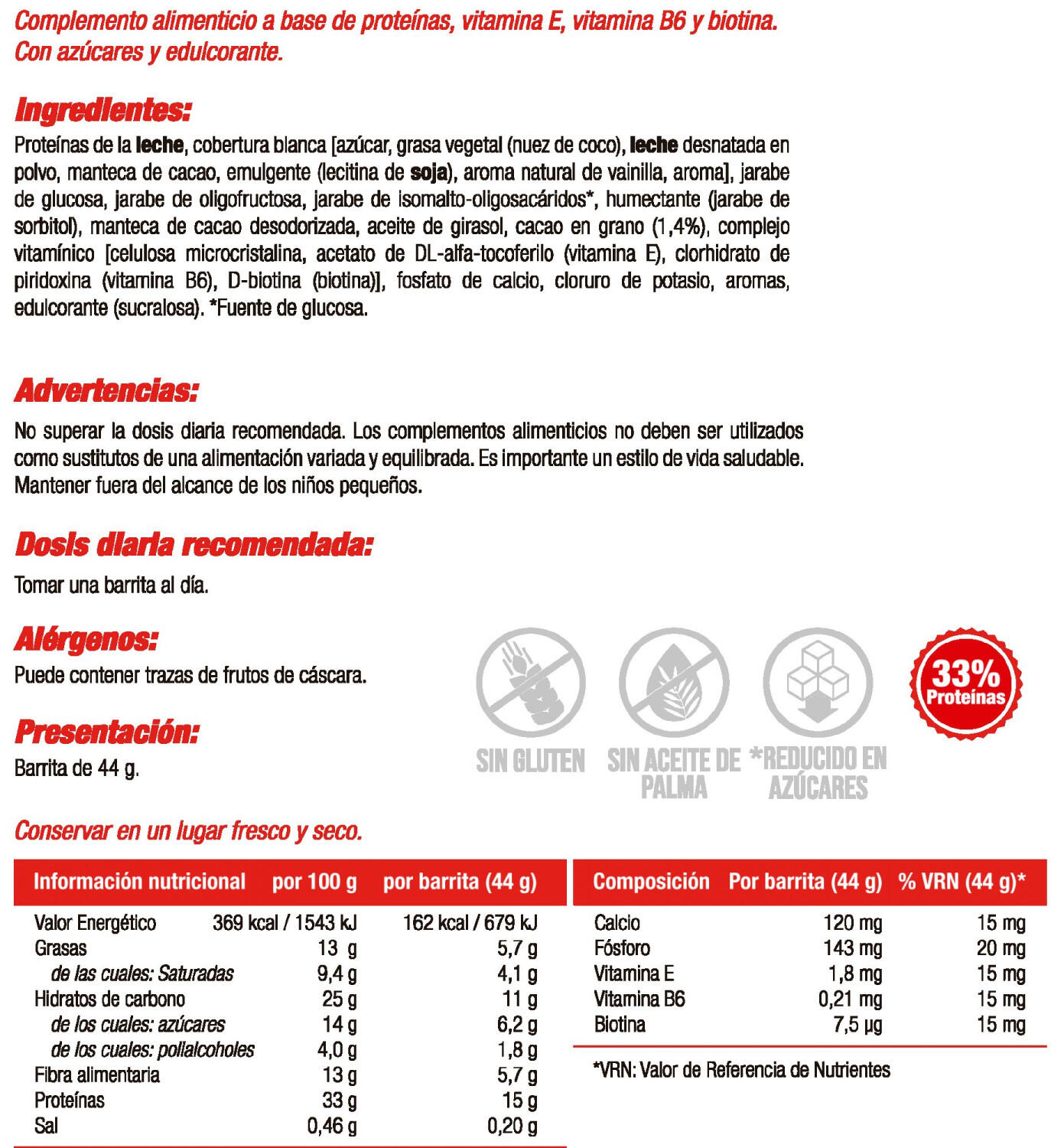 Barrita Protein Bar - 44g Vainilla con Galletas Nutrisport 2/3