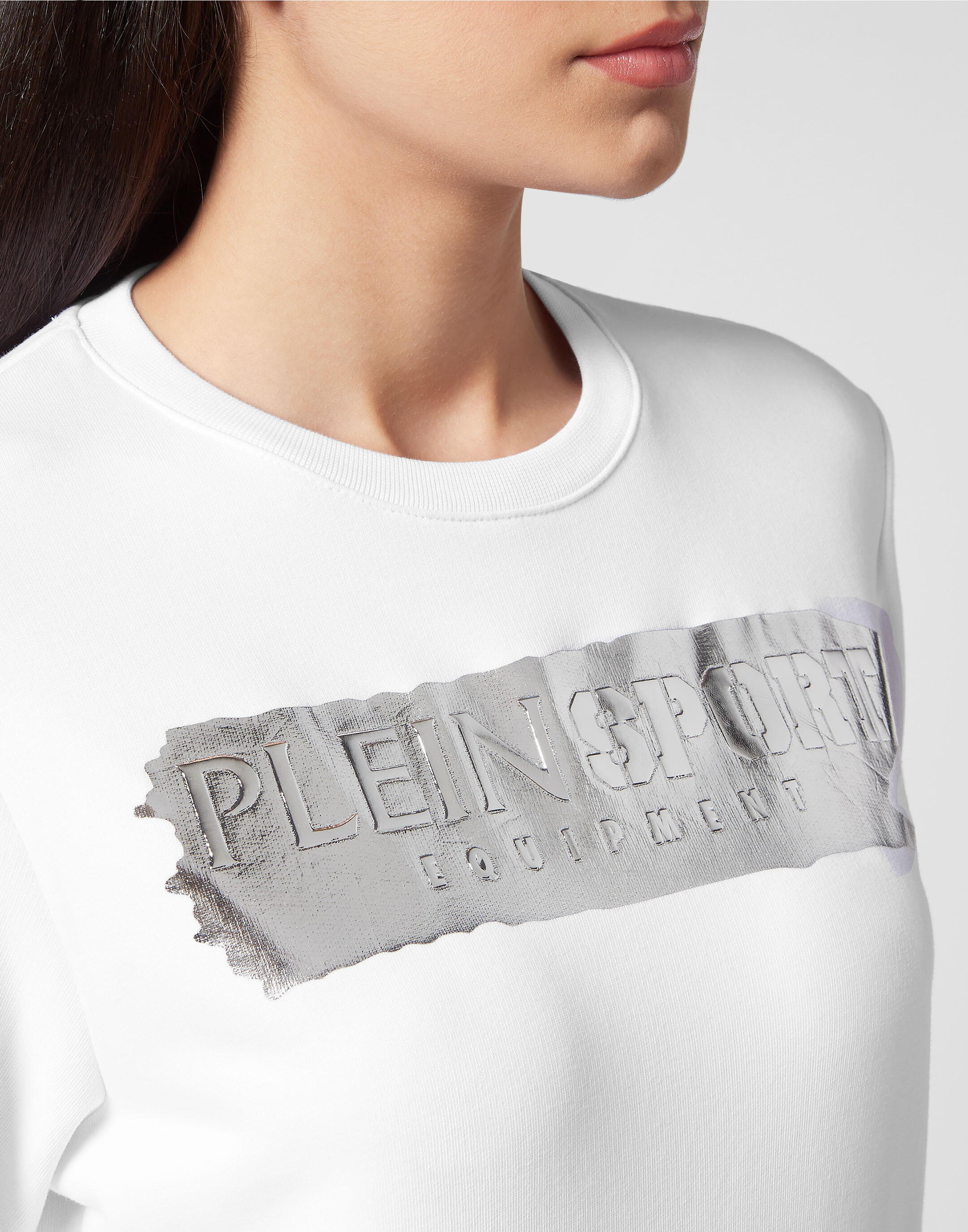 Women’s Stretch Cotton Fleece Crewneck Sweatshirt with Foil Logo, Relaxed Fit 5/5