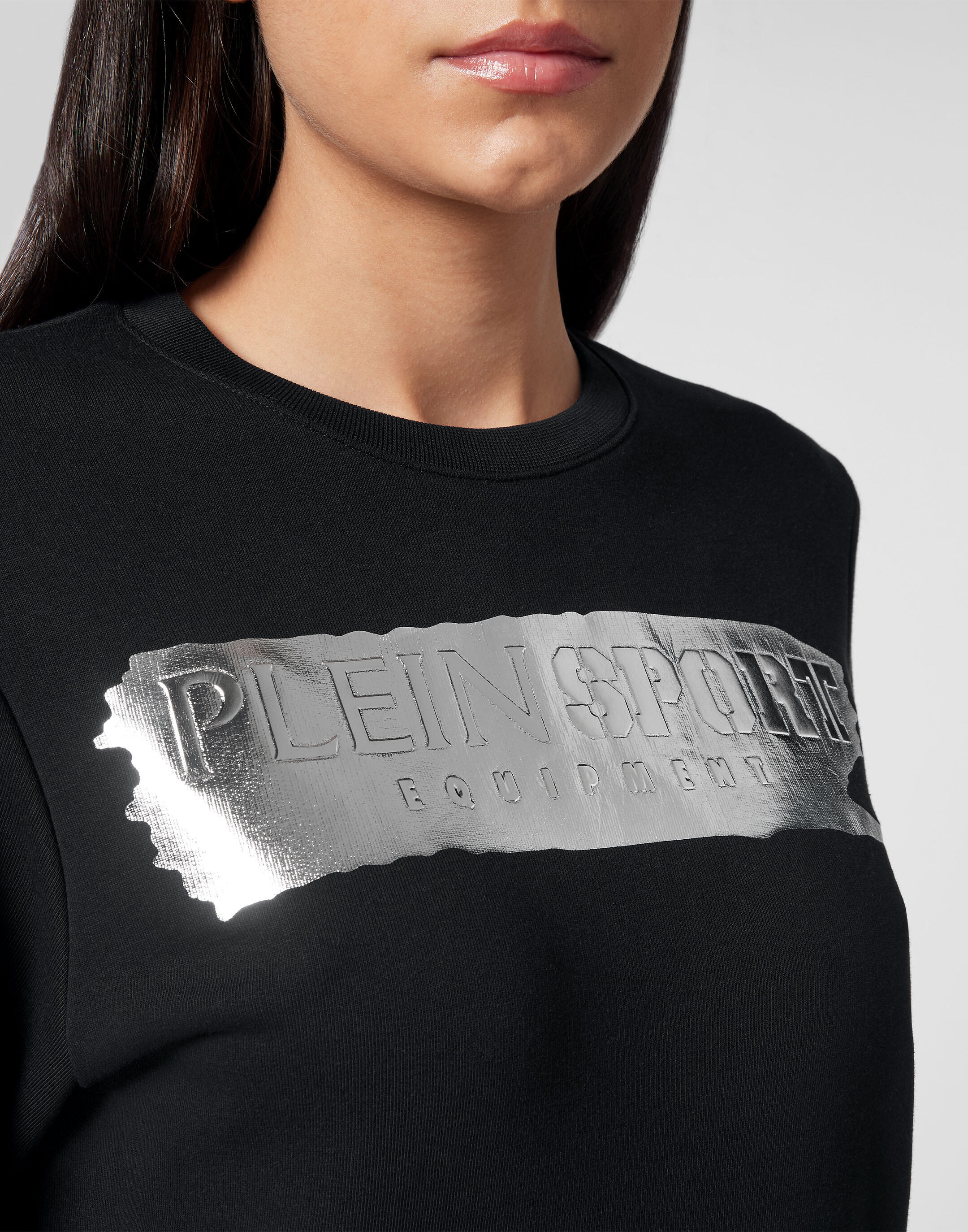 Women’s Stretch Cotton Fleece Crewneck Sweatshirt with Foil Logo, Relaxed Fit 5/5