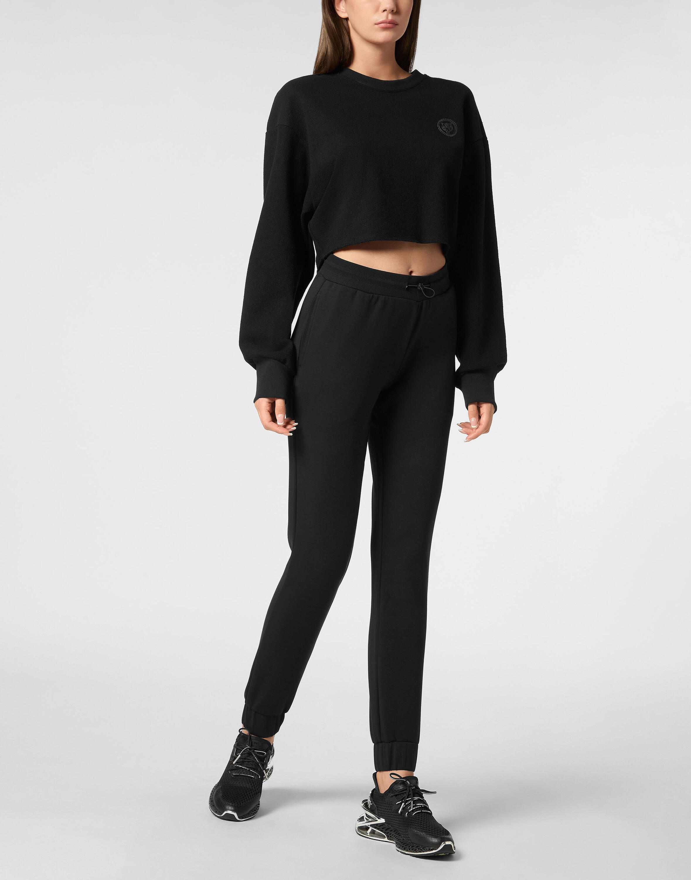 Sponge Cropped Sweatshirt Round Neck Ls 2/5