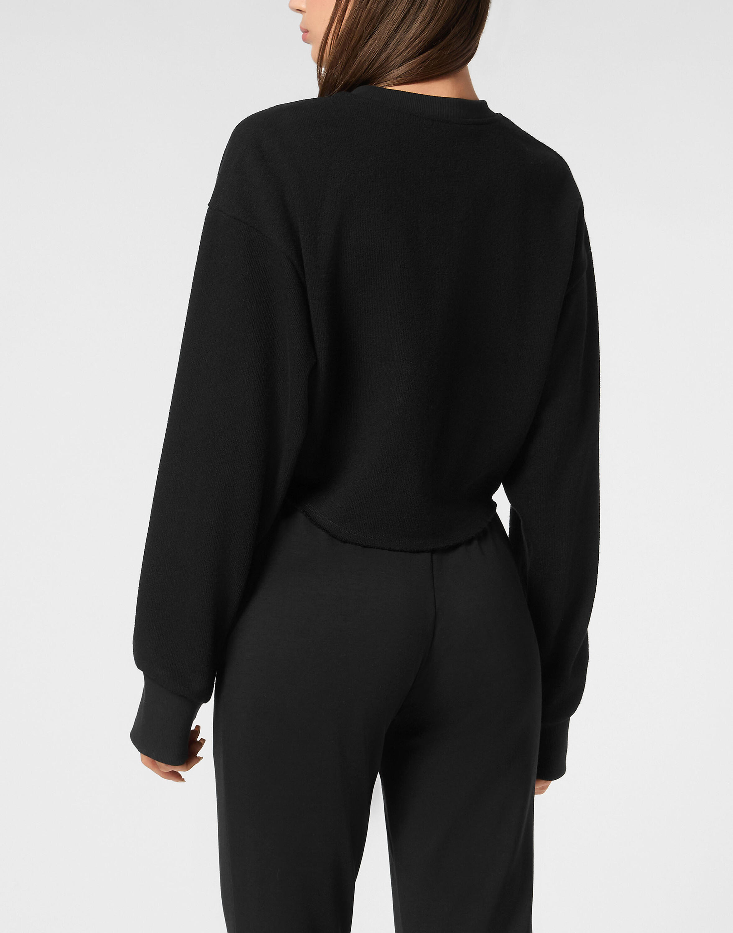 Sponge Cropped Sweatshirt Round Neck Ls 4/5