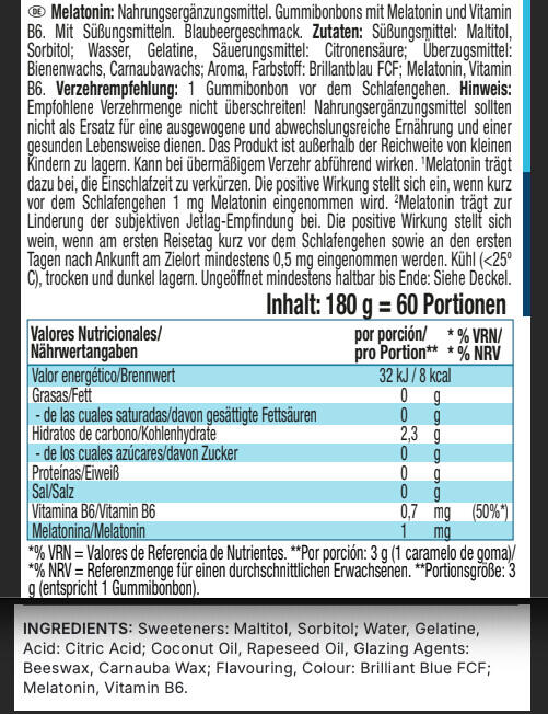 Weider Melatonin Gummies (60) Blueberry - Intra- & Post-Workout 3/7