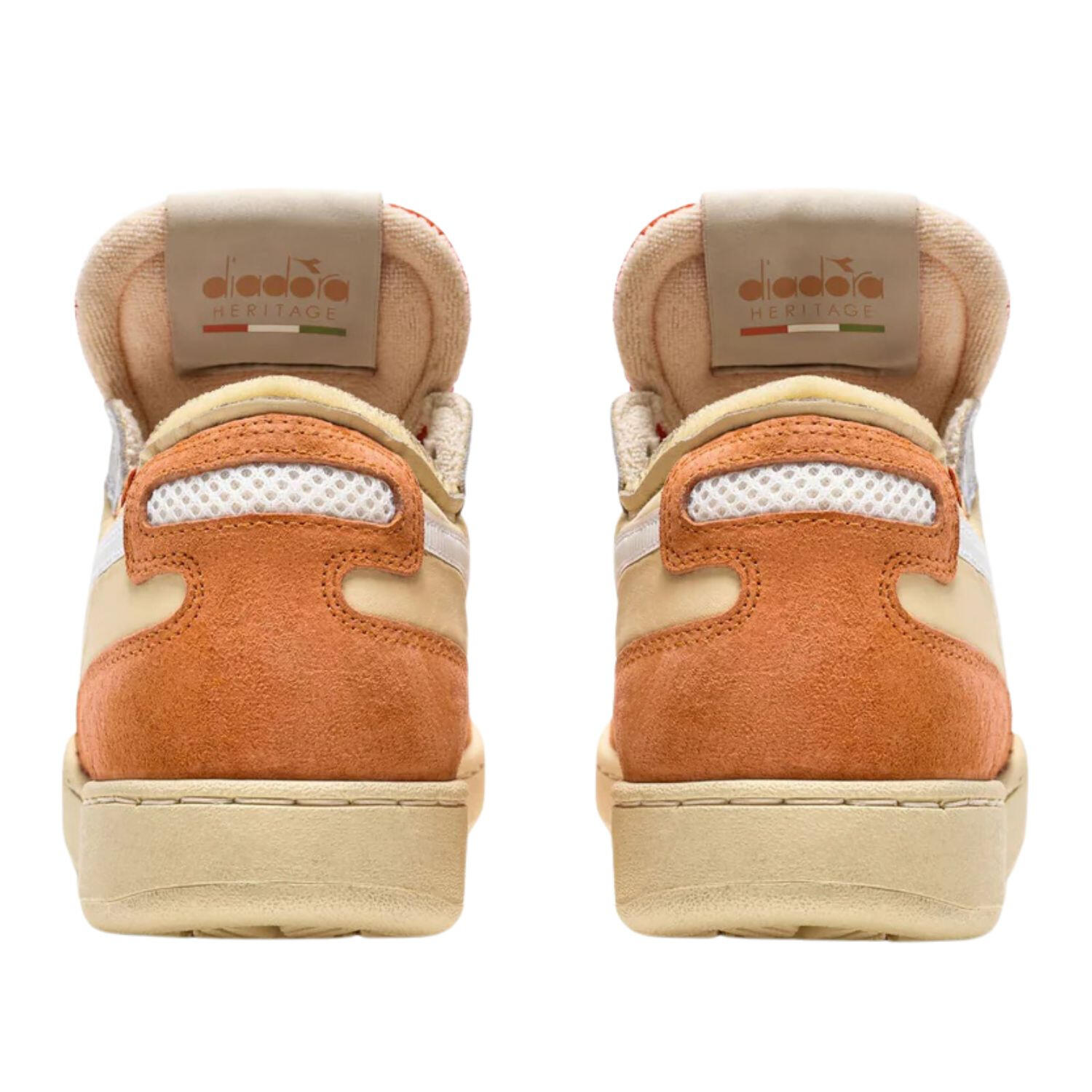 Diadora Mi Basket Row Cut suède leren oranje herenschoenen 3/6