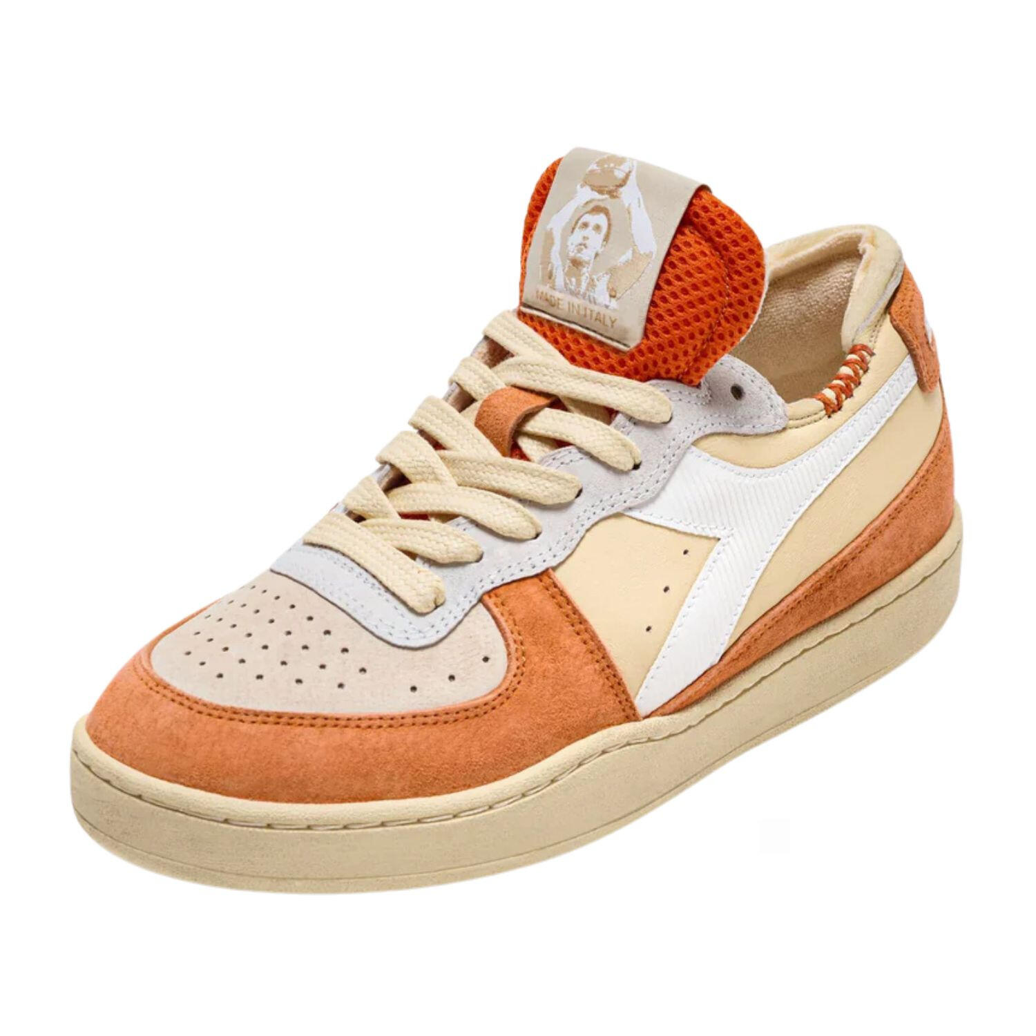 Diadora Mi Basket Row Cut suède leren oranje herenschoenen 2/6