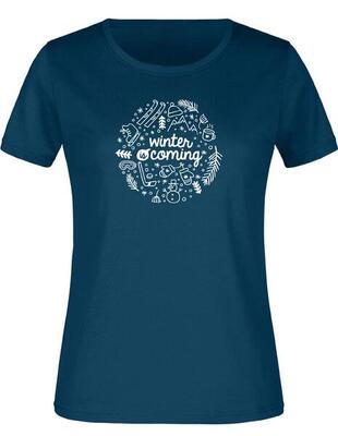 Damen T-Shirt «Winter Petrol», 100% Baumwolle, M