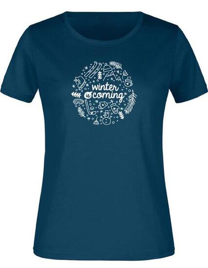 Damen T-Shirt «Winter Petrol», 100% Baumwolle, M