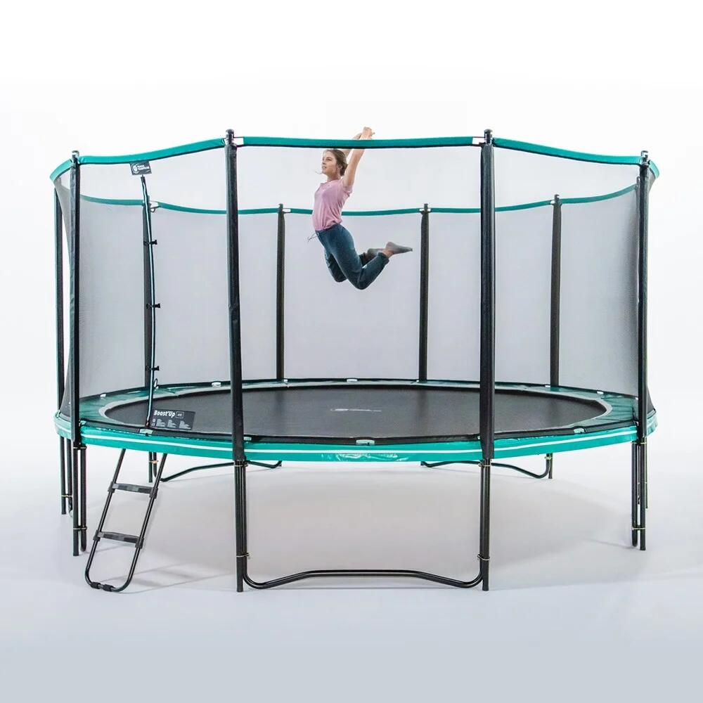 France Trampoline - Trampoline Boost’up 490cm - Filet De Protection, Échelle + Kit D'Ancrage - Trampoline - Noir|vert - Decathlon