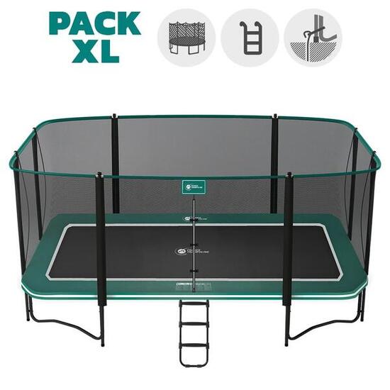 Trampoline Apollo Sport 400cm - Filet de protection, échelle + Kit d'ancrage