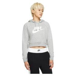 Sweat à capuche court Nike Sportswear Essential Gris-Vert / Blanc Femme