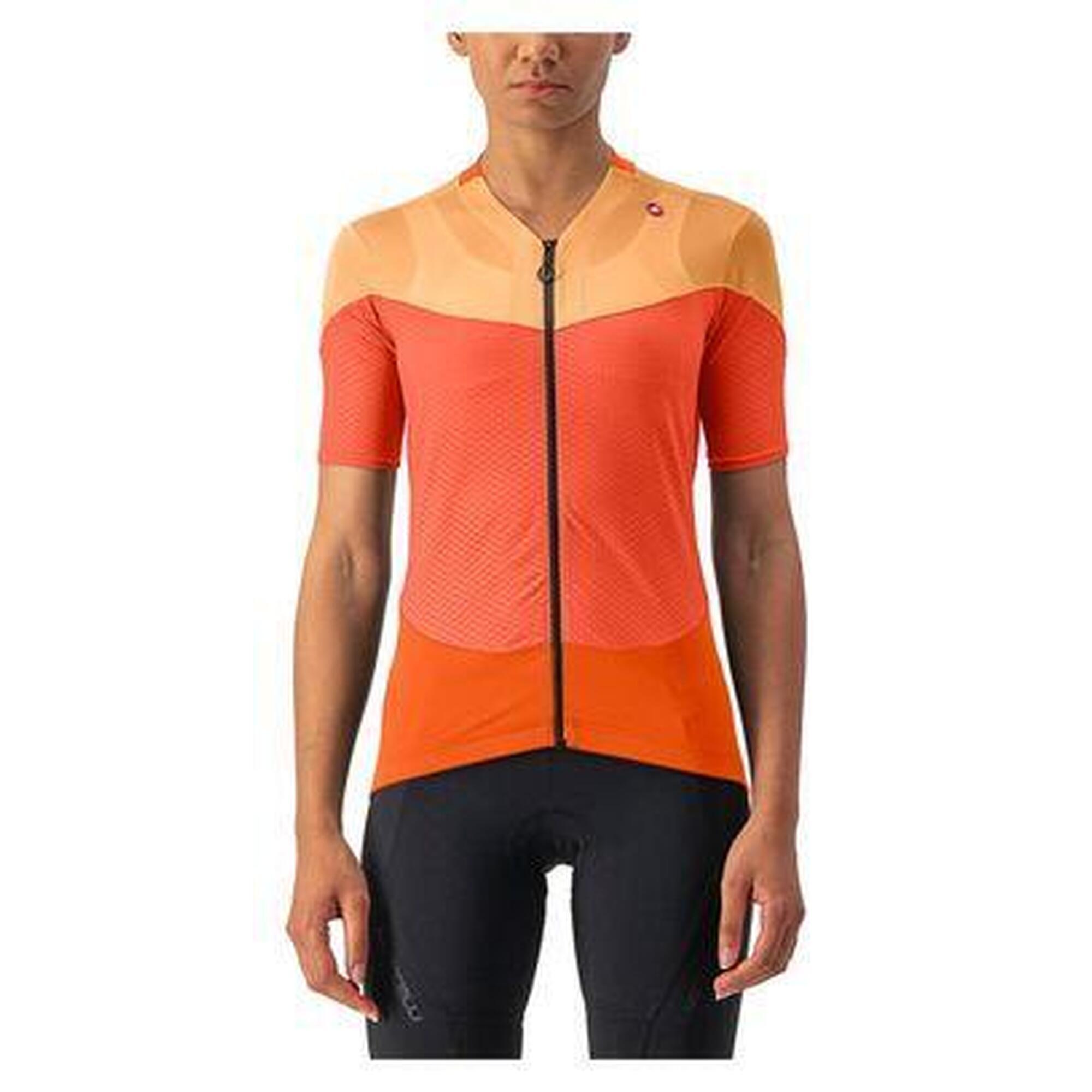Castelli - Maillot Manches Courtes Femme Castelli Gradient Color Block Orange - Maillot Manches Courtes - Gris|orange|rose - Decathlon