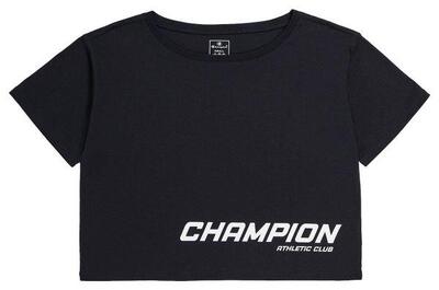 Champion athletic club crop-top t-shirt - zwart, katoen, m