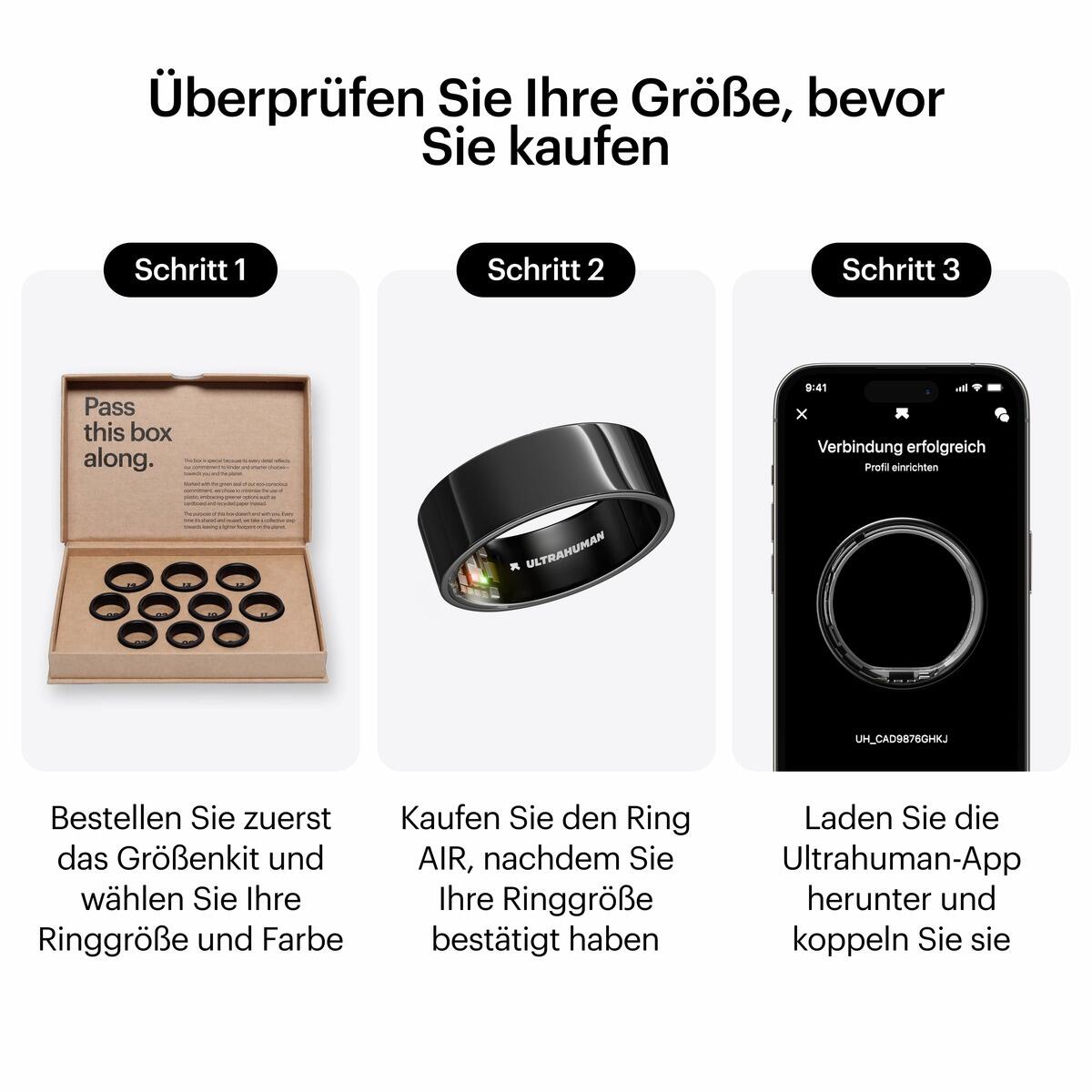 AIR Smart Ring, Aster Black - Größe 12 2/7