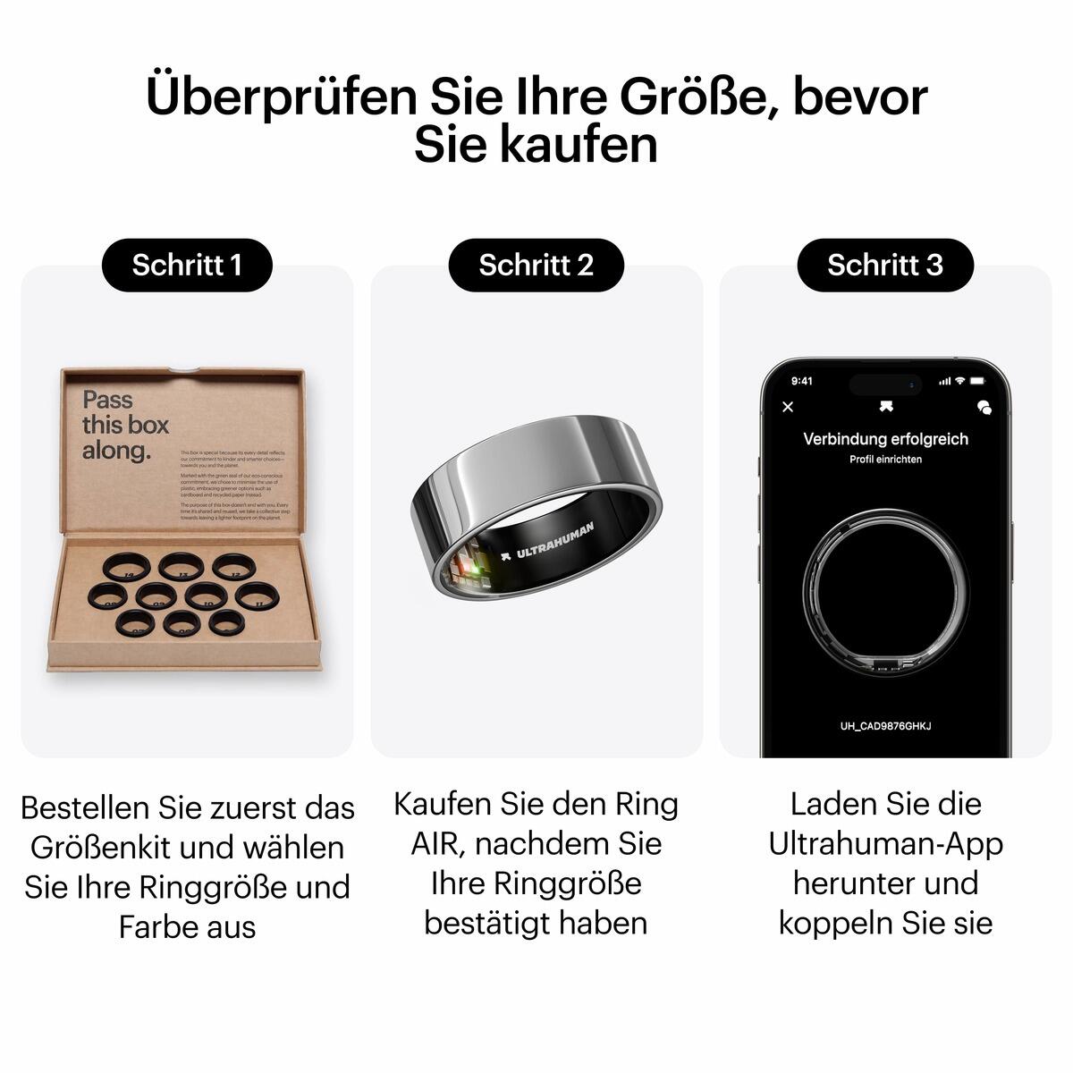 AIR Smart Ring, Space Silver - Größe 6 2/7