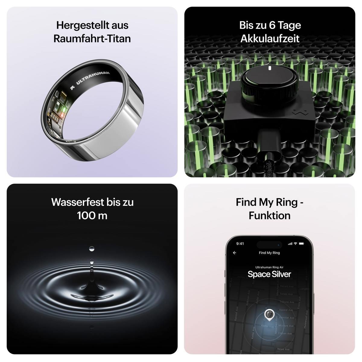 AIR Smart Ring, Space Silver - Größe 6 7/7