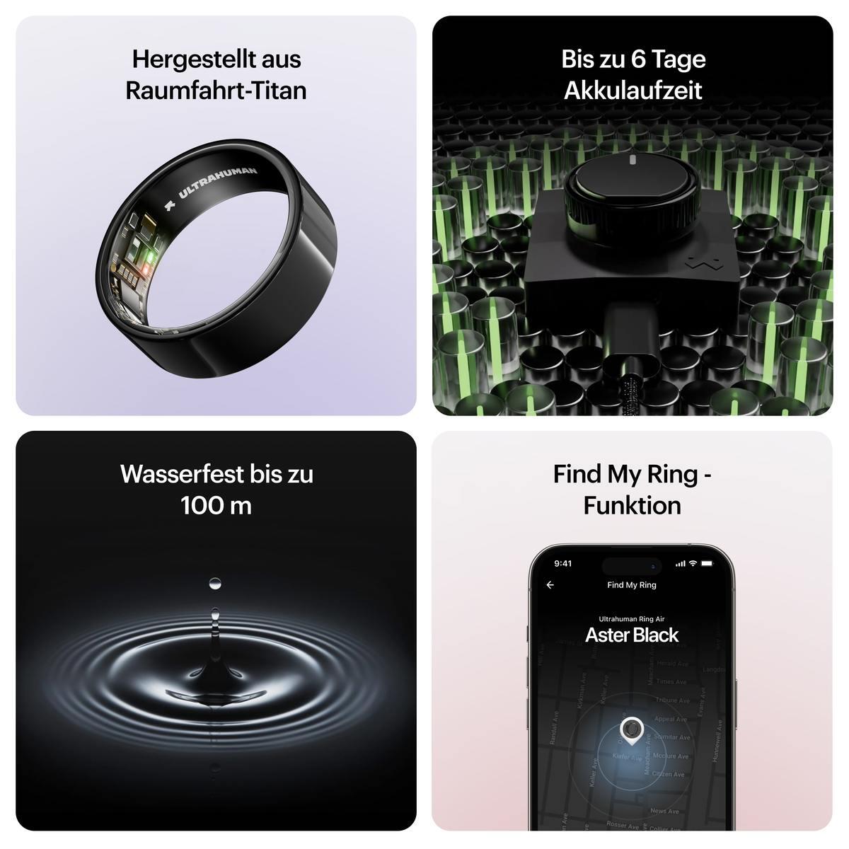 AIR Smart Ring, Aster Black - Größe 12 7/7