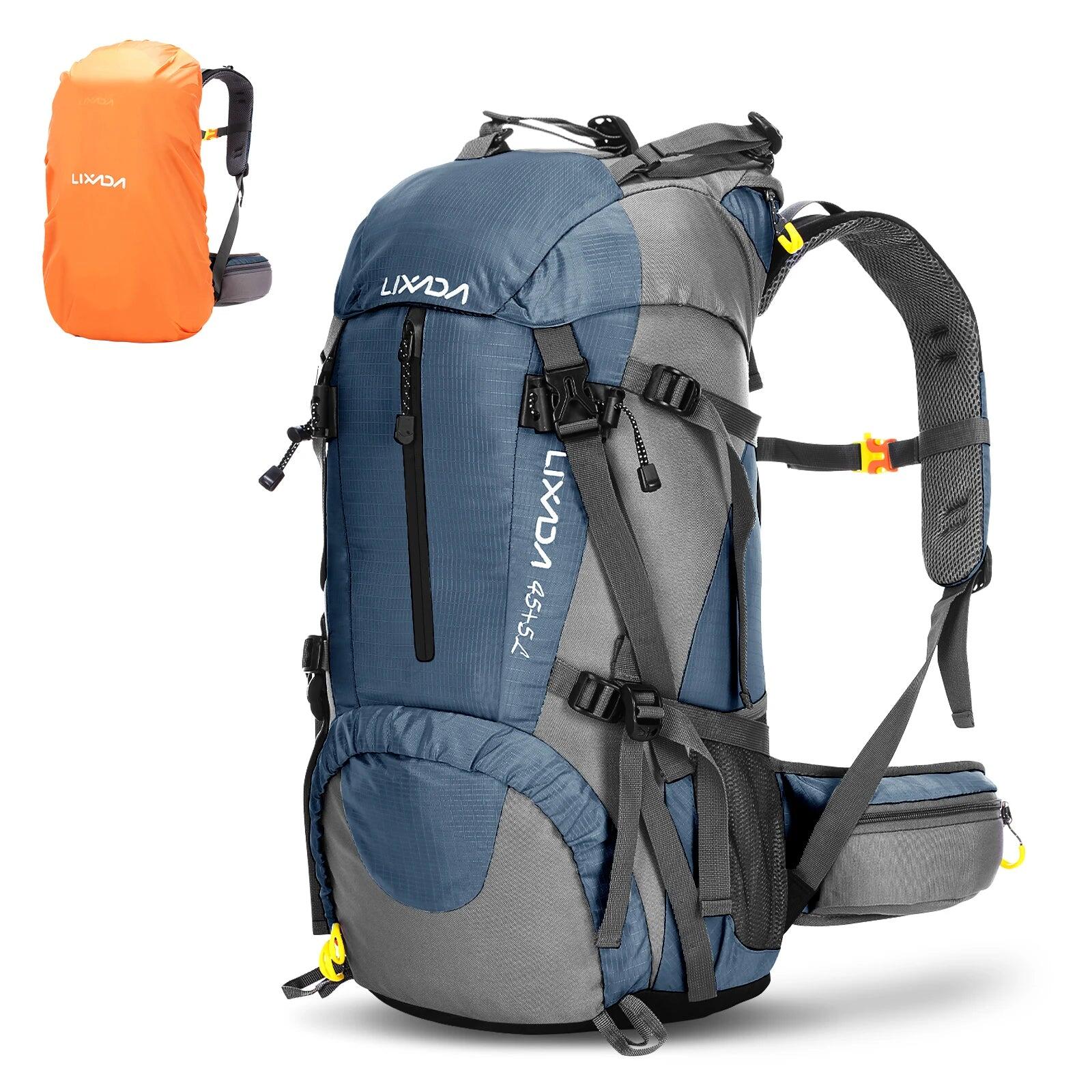 50L Camping Hiking Backpack Blue