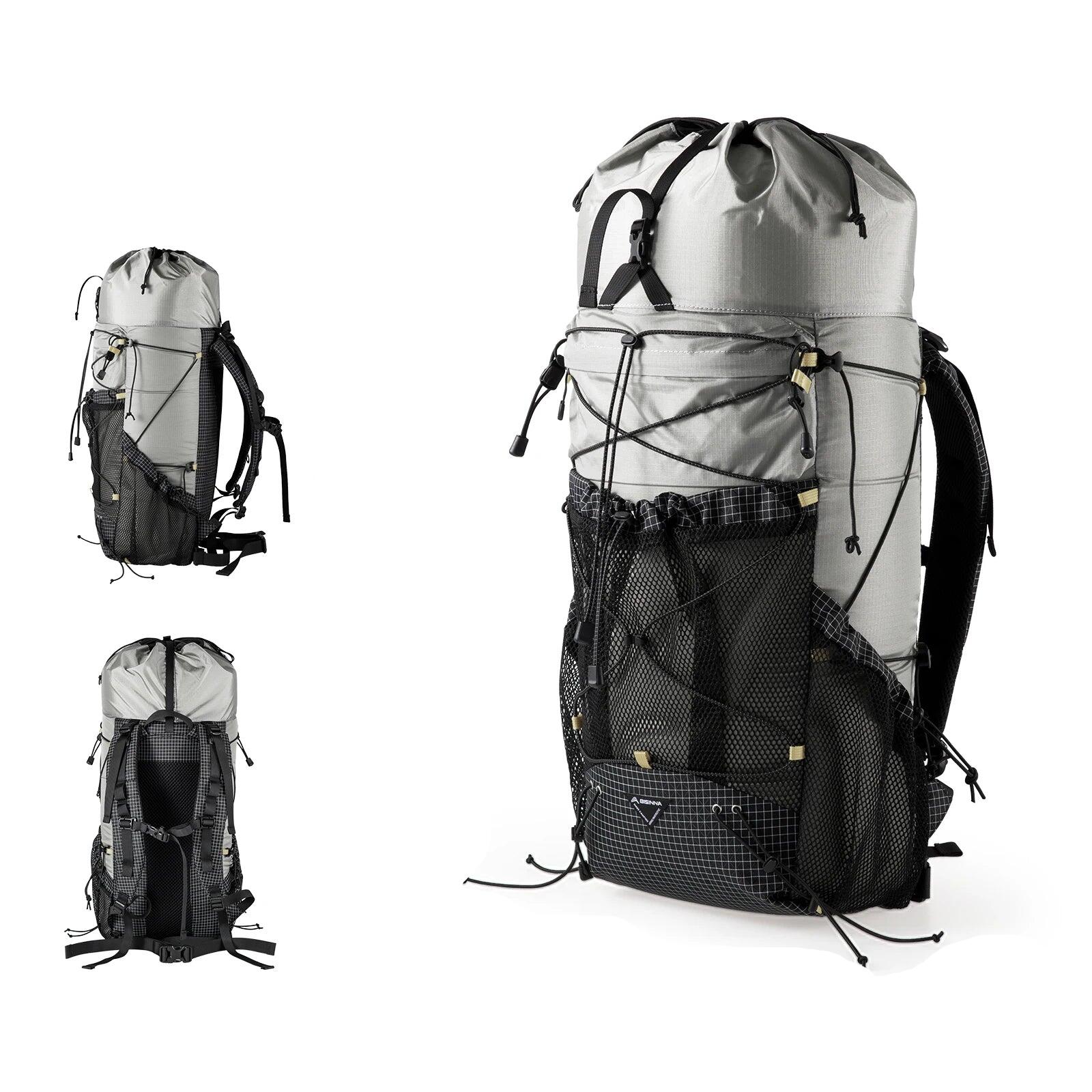 Camping Backpack 25+10L Travel Bag Grey