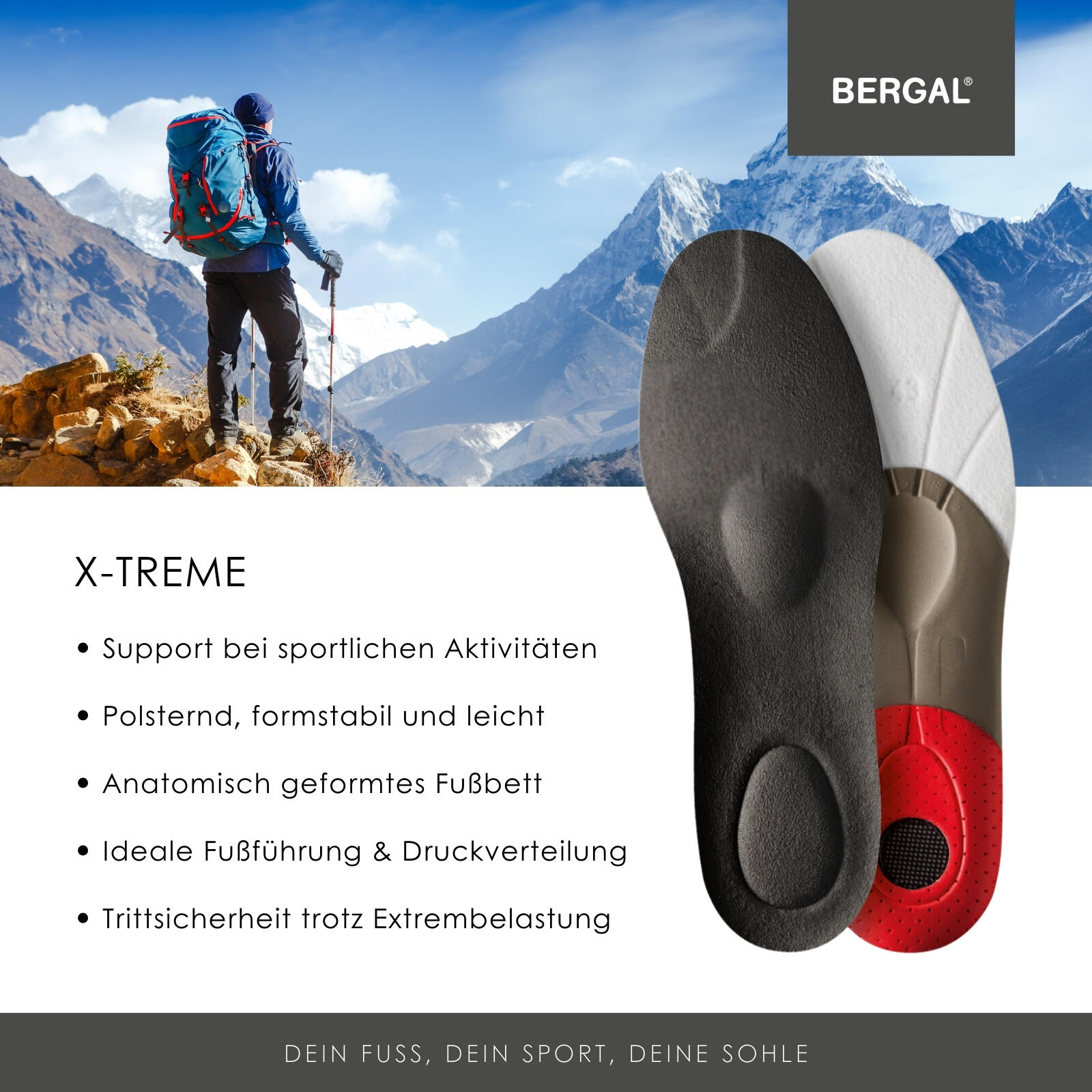 X-Treme Einlegesohle für Dämpfung und Halt in Wanderschuhen 2/7