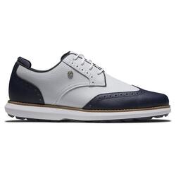 Chaussure de golf sans crampons Footjoy Traditions pour femme, blanche et bleue