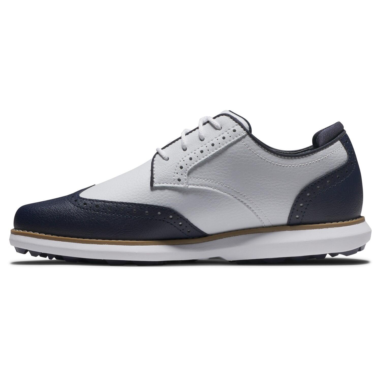 Scarpa da golf senza tacchetti Footjoy Traditions da donna, bianca e blu 2/4