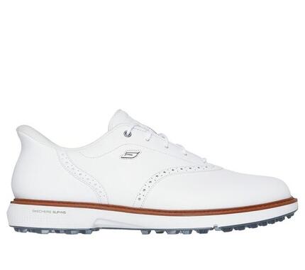 Chaussures de golf Skechers Go Golf Prestige pour hommes, blanches, à enfiler