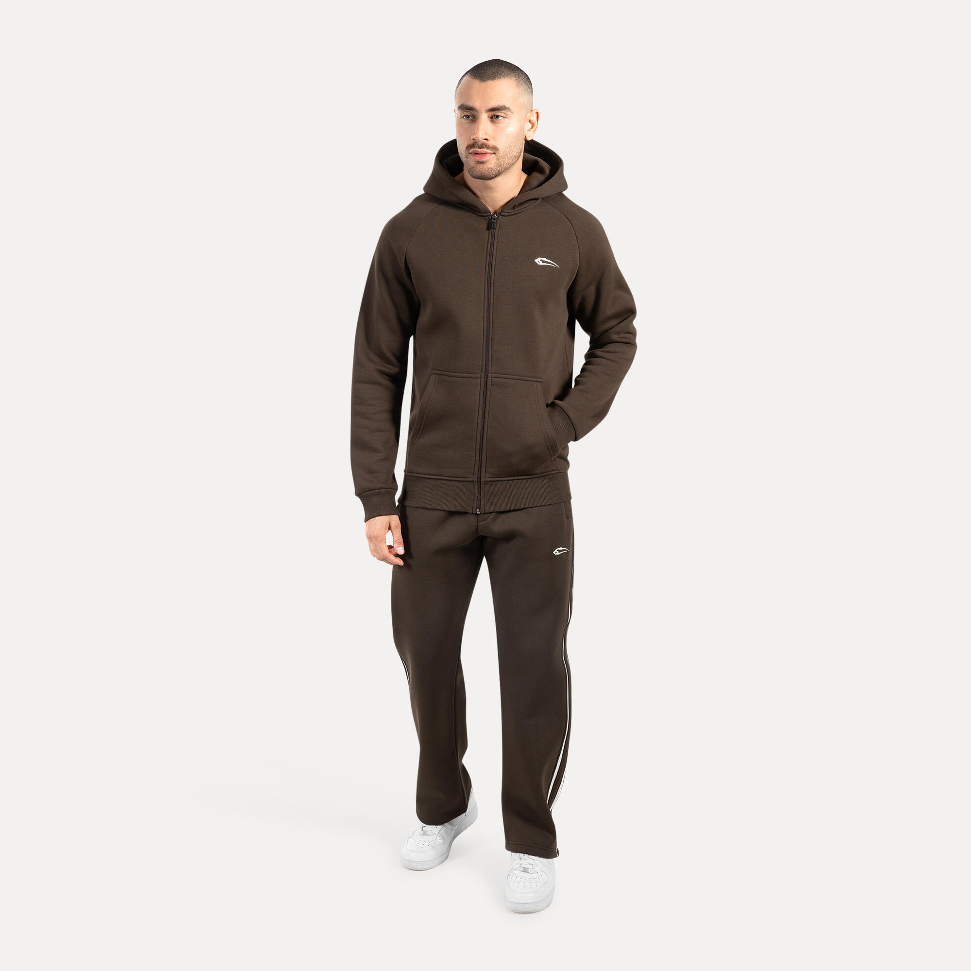 Herren Zip Hoodie Yasin Braun 3/5