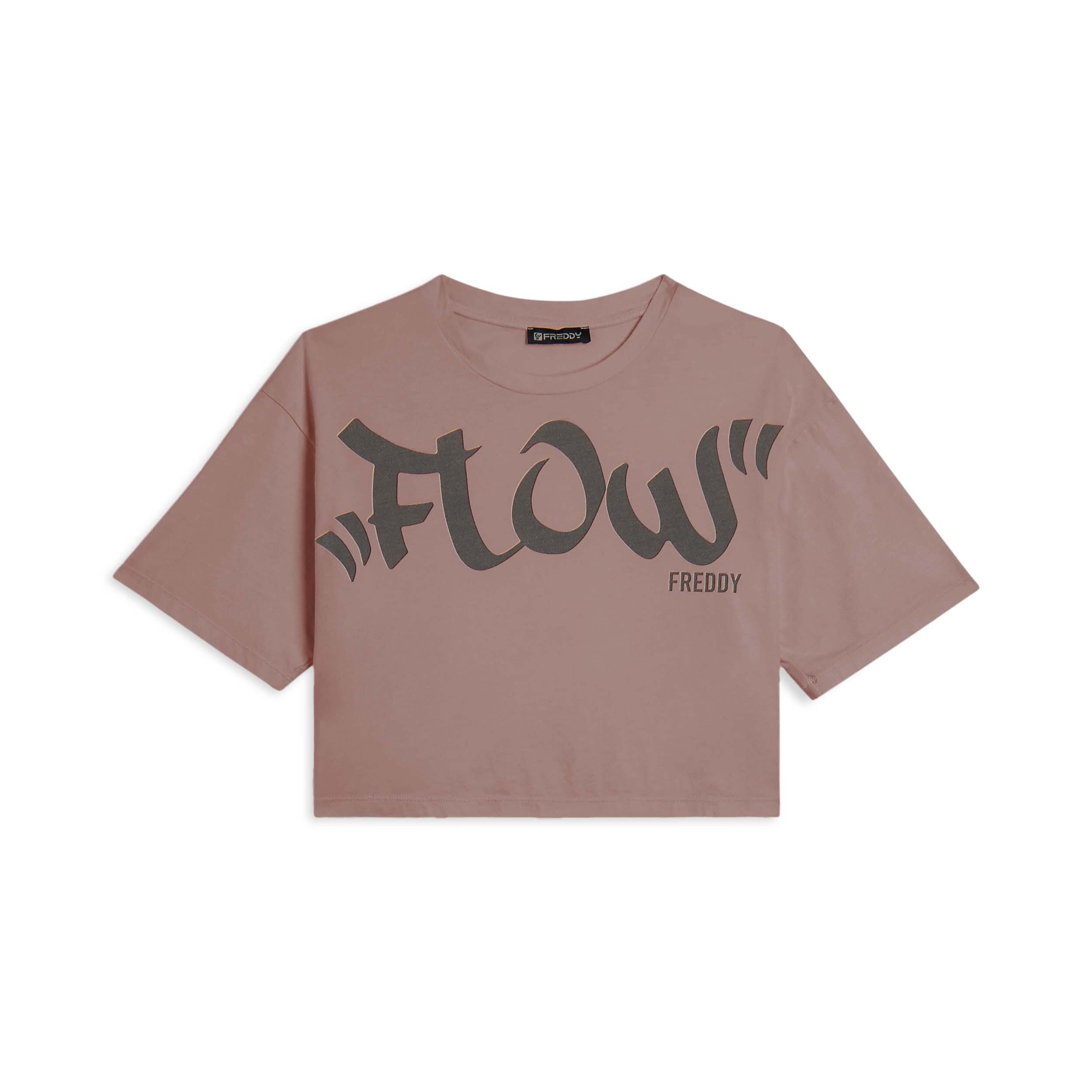 Freddy - T-shirt Coupe Cropped Avec Imprimé Central « flow » - T-shirt Crop Top - Rose - Decathlon