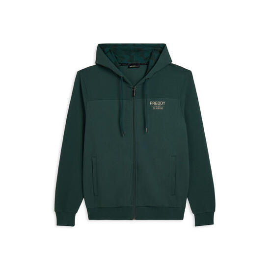 Sweat-shirt à capuche effet camouflage avec empiècements rayés