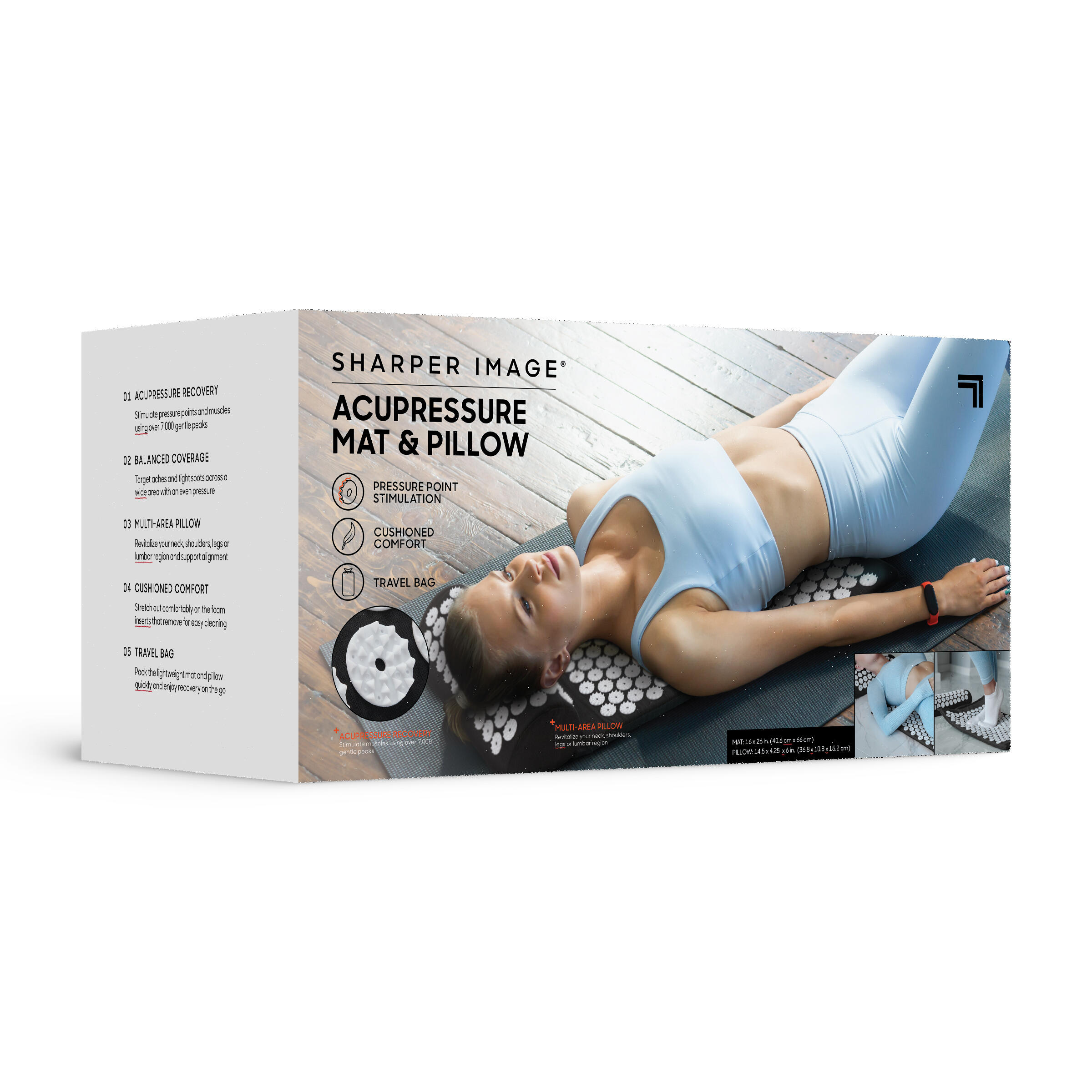 Sharper Image® Tapis d'acupression & oreiller avec sac de transport 7/7