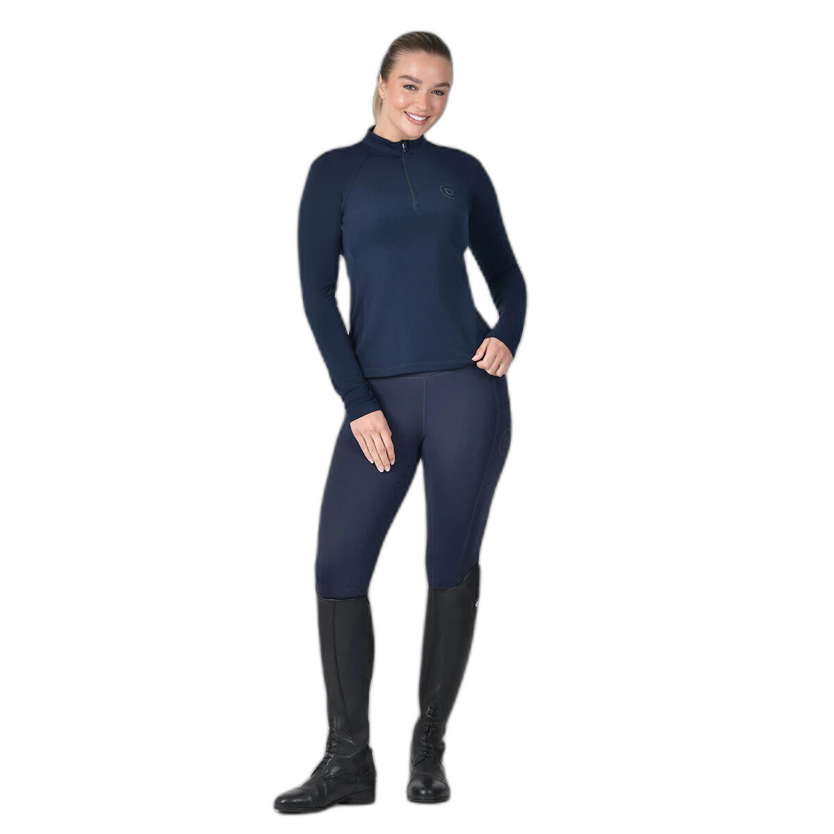 Dublin - Maillot Équitation Manches Longues Brossé Femme Dublin - Maillot Manches Longues - Bleu - Decathlon