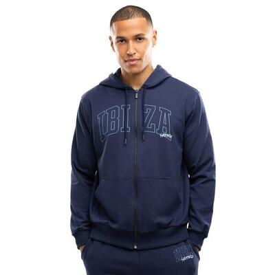 Heren lifestyle scuba-hoodie met rits ibz mares stone blue blauw