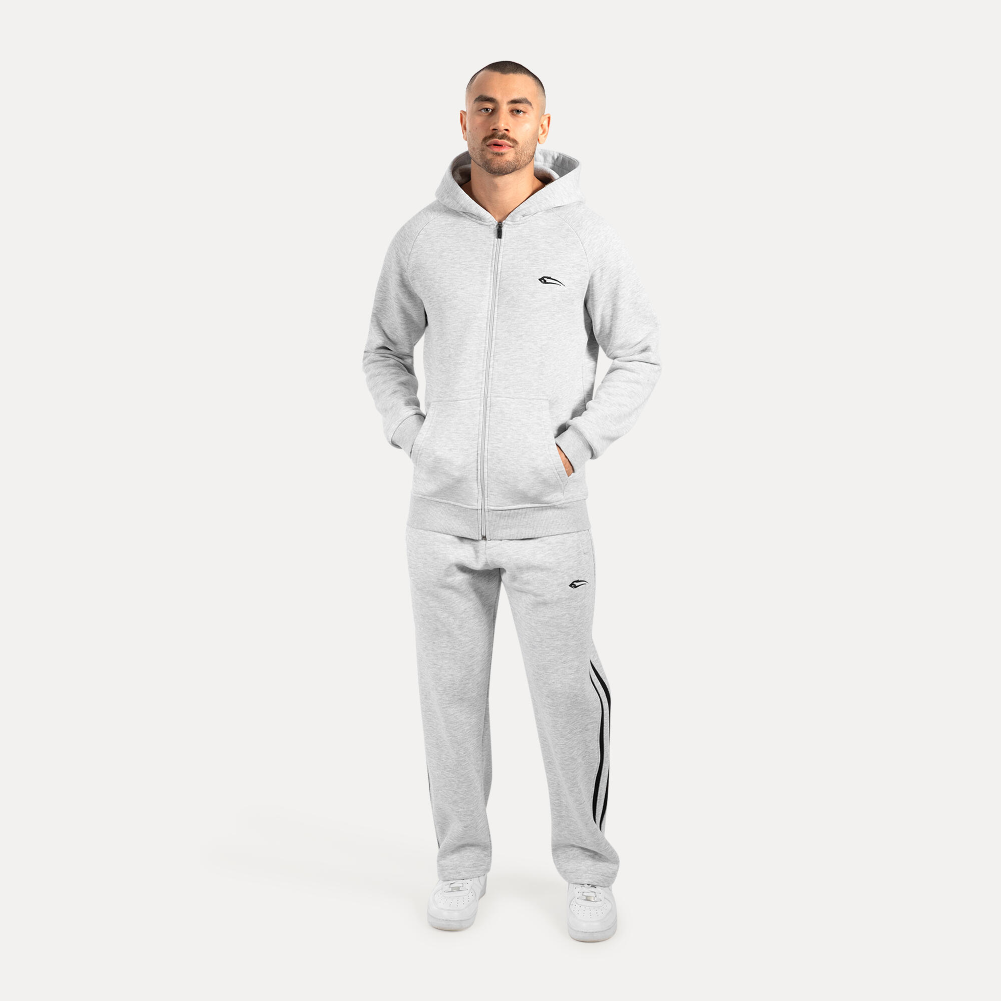 Herren Zip Hoodie Yasin Grau Melange 3/5