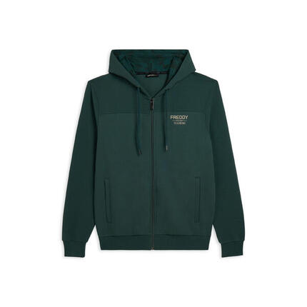 Sweat-shirt à capuche effet camouflage avec empiècements rayés