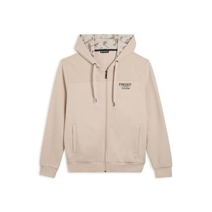 Sweat-shirt à capuche effet camouflage avec empiècements rayés