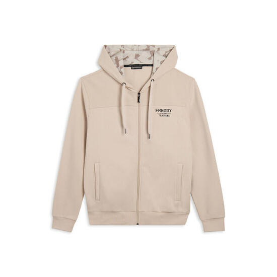 Sweat-shirt à capuche effet camouflage avec empiècements rayés