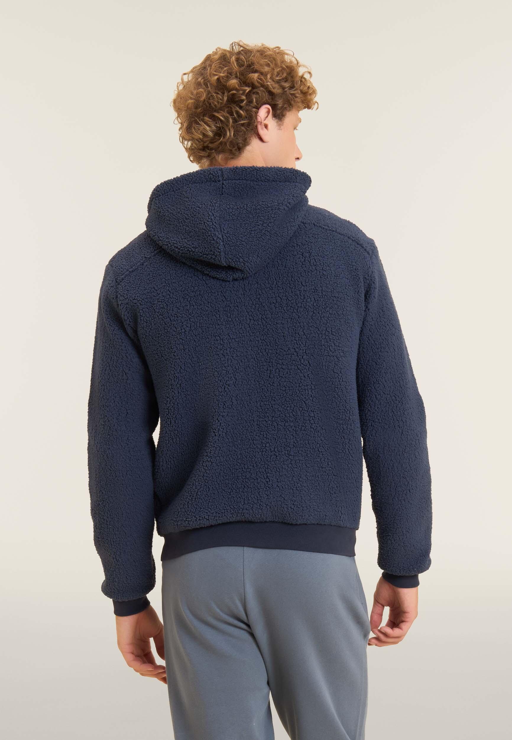 Felpa in pile sherpa con cappuccio in jersey 3/4