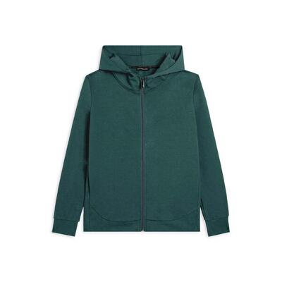 Felpa full zip con cappuccio e maxi logo in rilievo