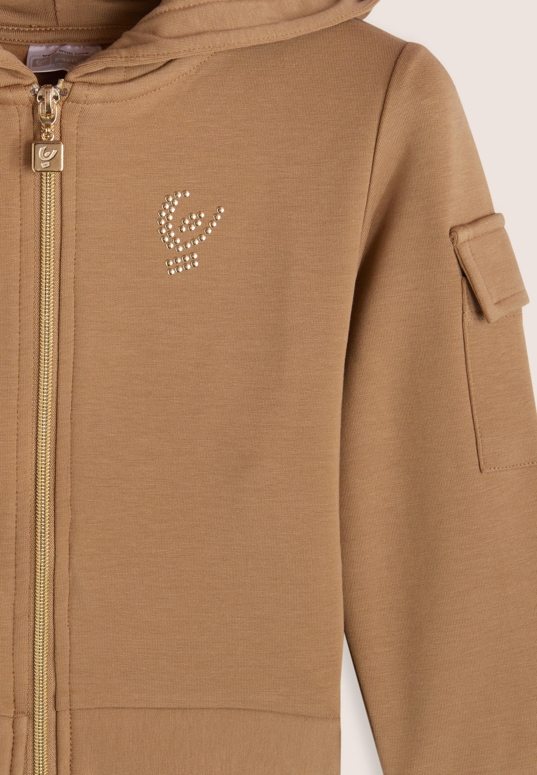 Sweat-shirt pour fille avec fermeture à glissière, capuche et détails dorés 3/3