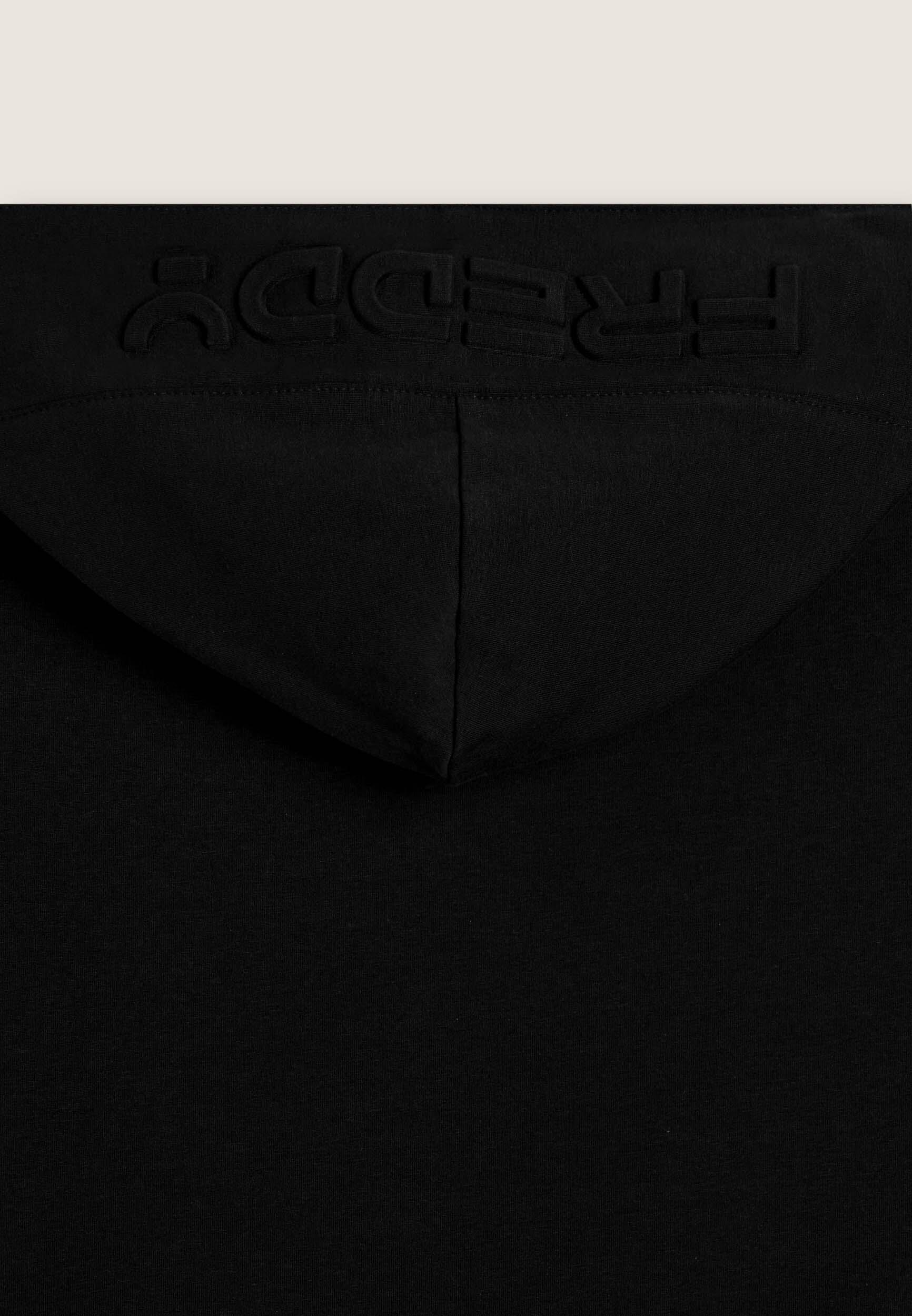 Felpa full zip con cappuccio e maxi logo in rilievo 3/3