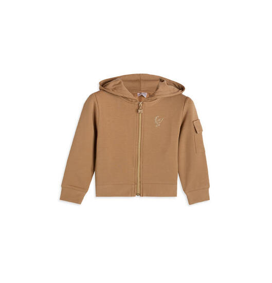 Sweat-shirt pour fille avec fermeture à glissière, capuche et détails dorés