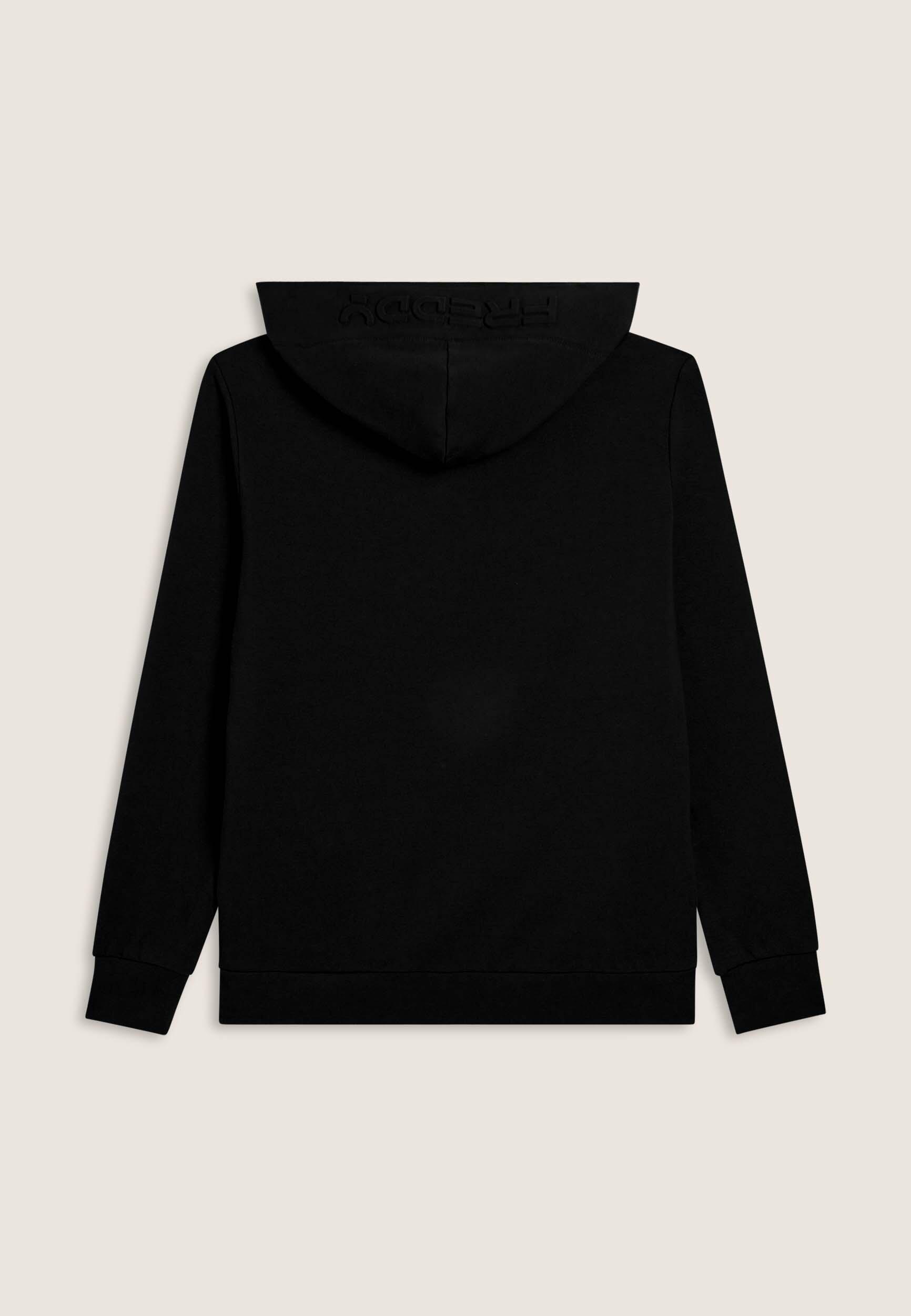 Felpa full zip con cappuccio e maxi logo in rilievo 2/3