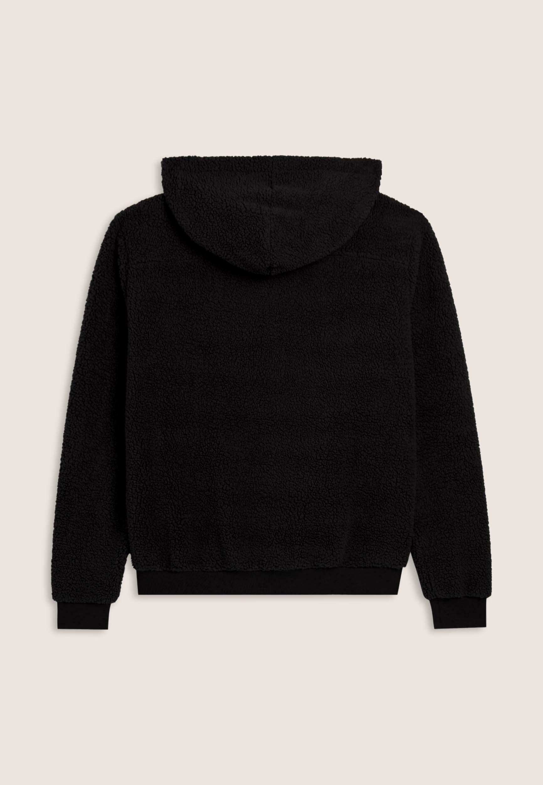 Felpa in pile sherpa con cappuccio in jersey 2/3