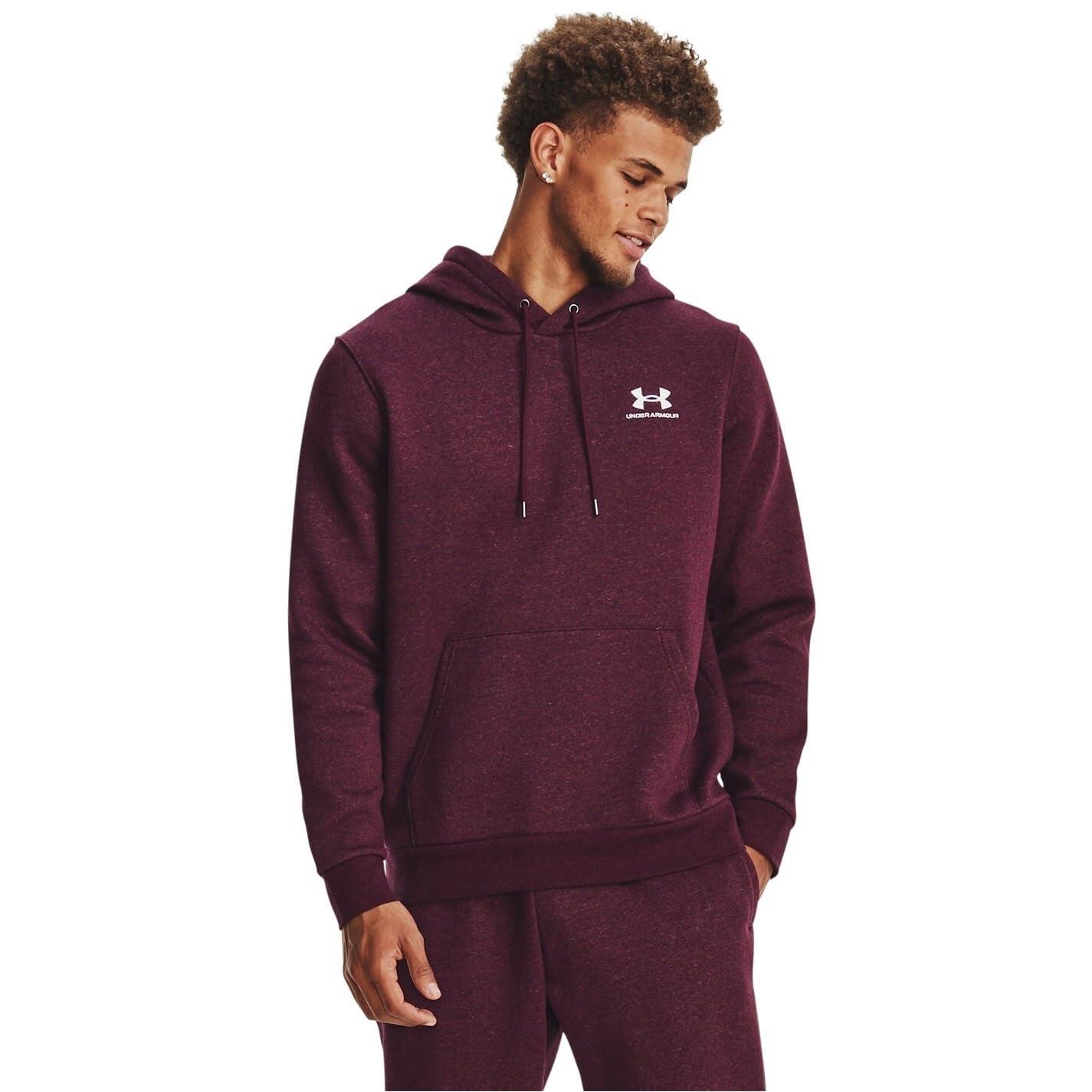 Felpa con cappuccio Under Armour Essential Fleece uomo — Marrone scuro S 2/5
